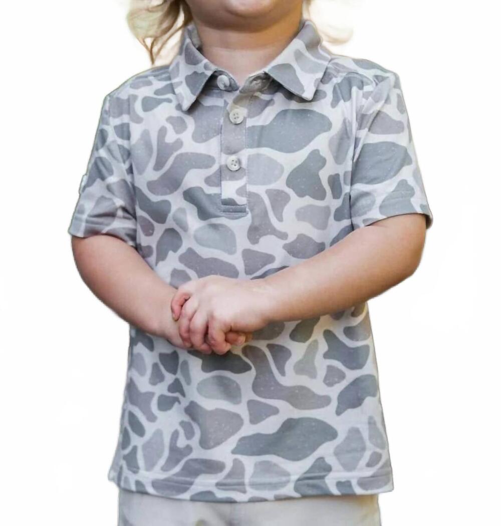 NEW BURLEBO boys classic deer polo in grey